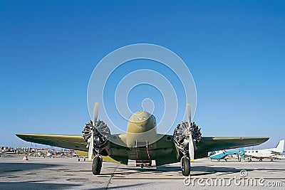 Old airplane in an aerodrome