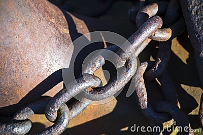 Old anchor chain link in the link
