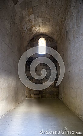Old Ancient Castle Stone Dungeon Cell With Window