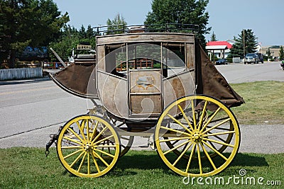 An old antique carriage on display in alberta.
