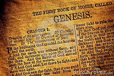 Old Antique Holy Bible Book Genesis Chapter Text