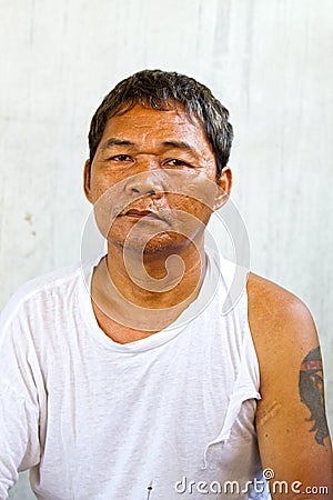 Old asian man homeless