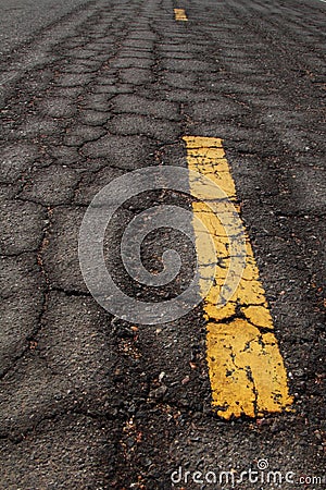 Old Asphalt road cracked pattern