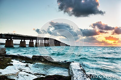 Old Bahia Honda Railroad bridge at sunrise