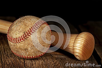 Old baseball and Bat