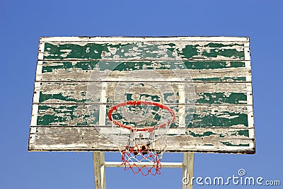 Old basketball board with hoop