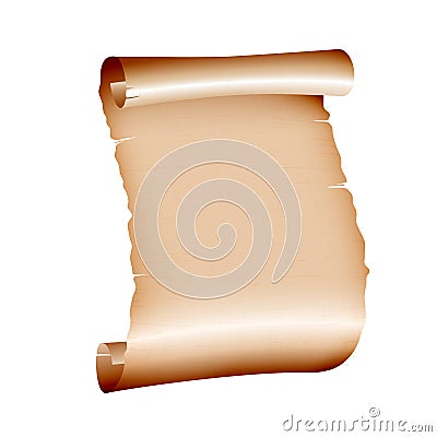 Old blank scroll paper on white background