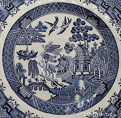 Old Blue Willow China Pattern Plate