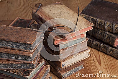 Old books and reading glasses