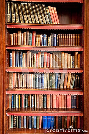 Old bookshelf in ancient library
