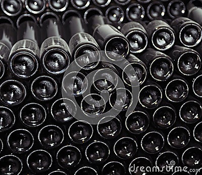 Old bottles of red wine