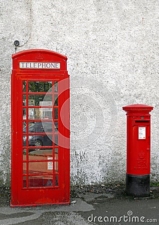 Old British Red telephone Box and Red Letter Box