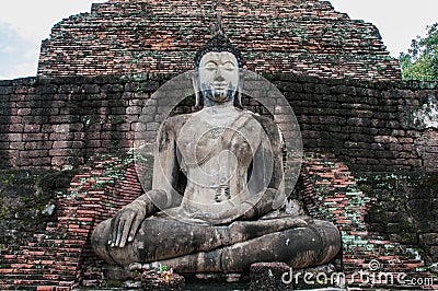 Old buddha statue at sukhothai historical park