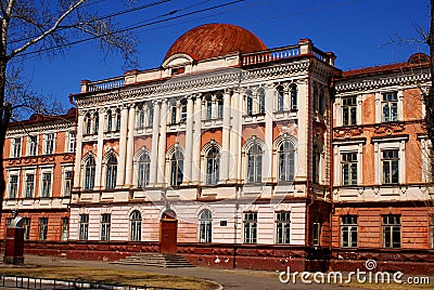 Old building of school. Russia. Siberia