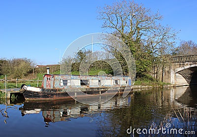 Old canal narrow boat on Lancaster canal, Garstang