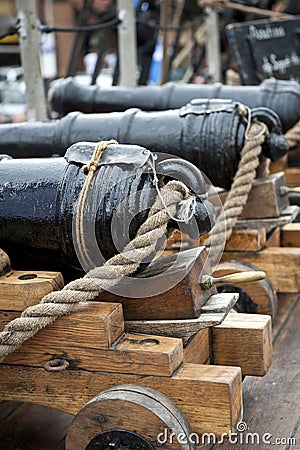 Old cannon on the ship