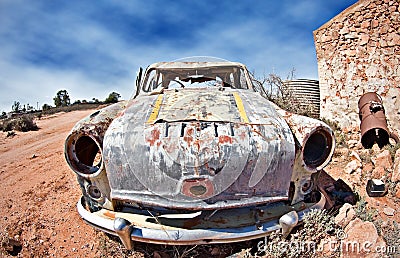 Old car in the desert