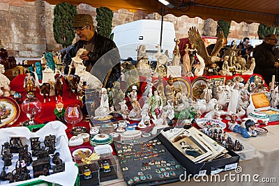 Old ceramic things at flea market