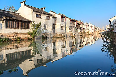 An old Chinese traditional town by the Grand canal,suzhou,China