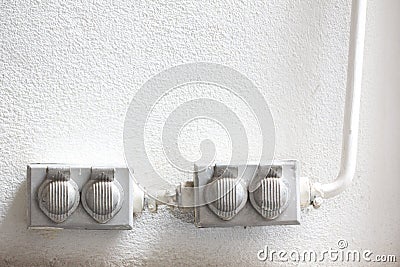 Old dirty electrical outlets
