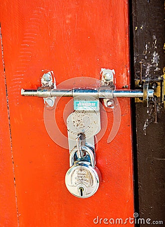 Old Door with Lock at a monastery In India