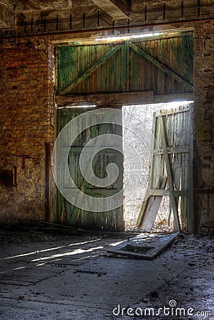 Old door with sunlight