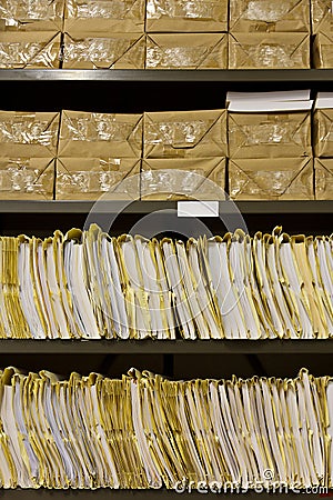 Old and Dusty Archives Records Shelf