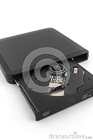 Old DVD-ROM in drive on white