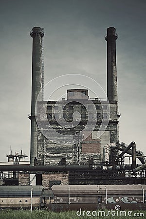 Old Factory Ironworks and Chimneys