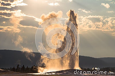 Old Faithful under the Jesus Light