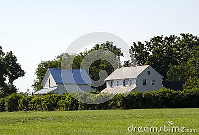 Old farm house and barn in indiana