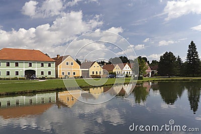 The old farm houses and pond