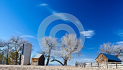 Old farm and Silo in Colorado s prairie