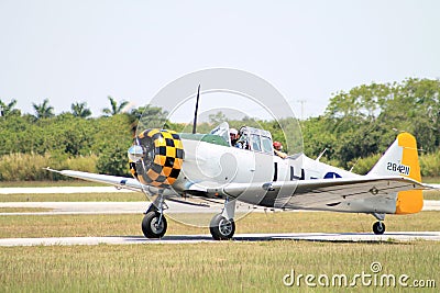 Old fighter plane landing
