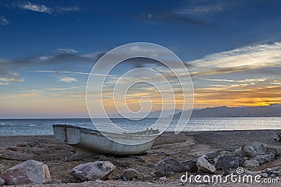 Old fishing boat at a beach of the Red Sea