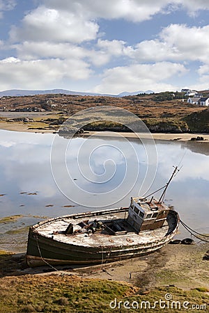 Old Fishing Boat Beached Irish Beach Coastal County Donegal Ireland