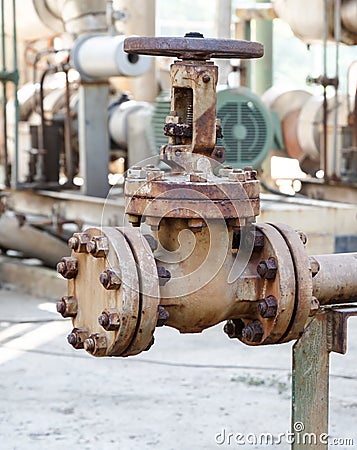 Old gate valve in petrochemical plant