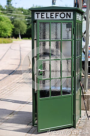 Old green phone booth