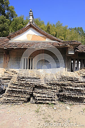 Old house and bamboo pallets