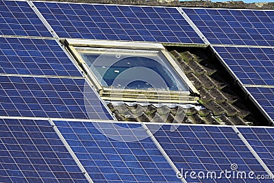 Old house with solar panels