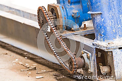 Old huge greasy roller chain