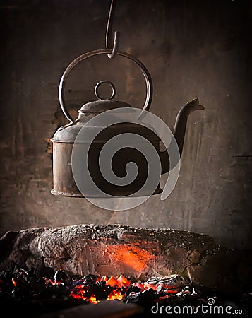 Old iron kettle