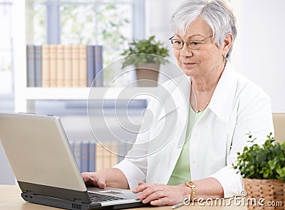 Old lady using laptop