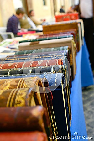 Old leather bound books