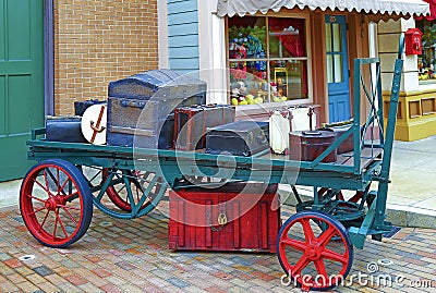 Old luggage on carrier