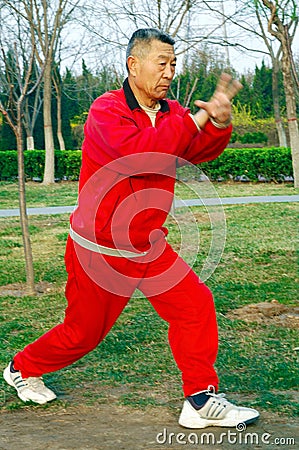 Old man play Taiji boxing
