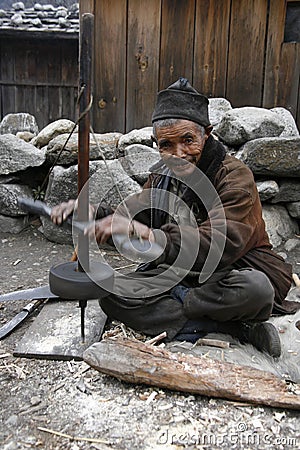 Old man working