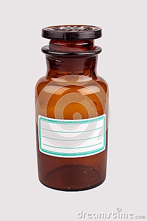 Old medicine bottle with blank label