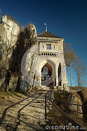 Old medieval stone gate, castle in Ojcow