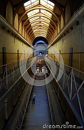 Old Melbourne Gaol interior on a perspective, Australia